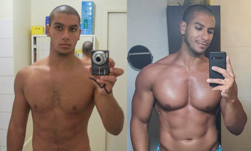 Photo Avant et après de la transformation de Nassim Sahili